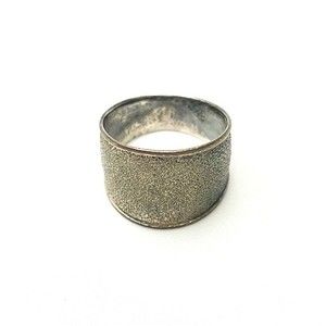 Gold Tan Textured Wide Style Thick Round Band Ring